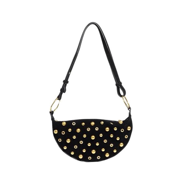 Studded Shoulder Purses Gold Studs Punk Rock Y2K Suede Purse >:( - Picture 1 of 7